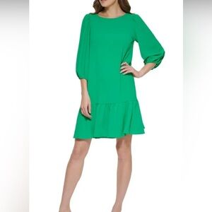 DKNY Women’s Elbow Sleeve Dress Green Size 14